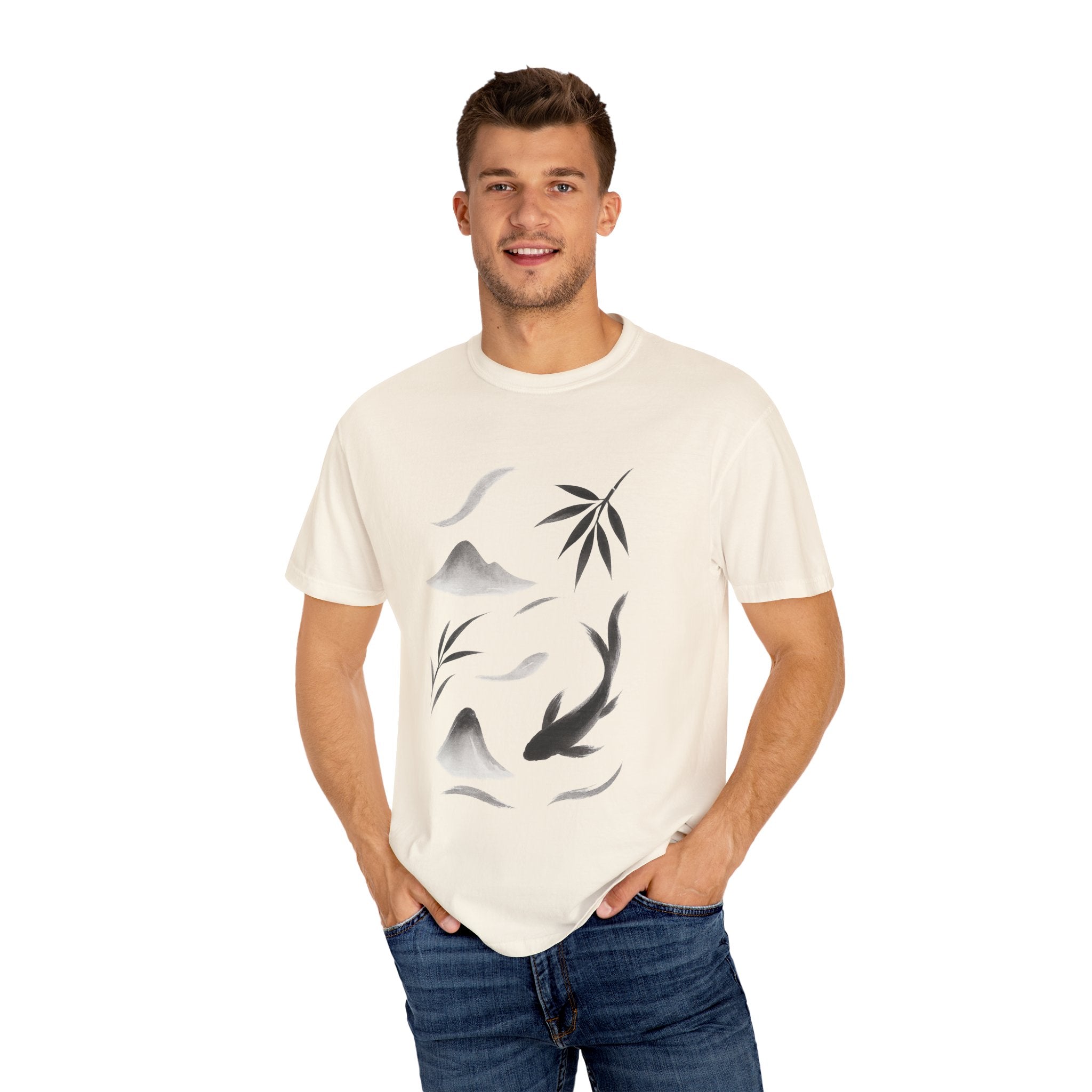 Zen-Inspired Unisex T-shirt, Meditation Tee, Nature Lover Shirt, Minimalist Fashion, Gift for Yogis, Relaxed Fit Apparel